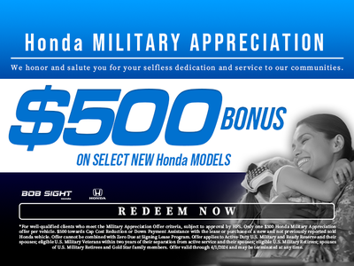 Honda Military Appreciation - Get $500 Bonus on Select New Honda Models!